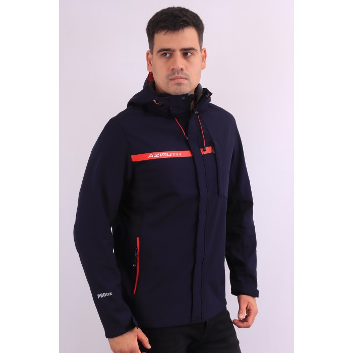 Мужская Softshell куртка большого размера  Azimuth A123/22925-1 Темно-синяя